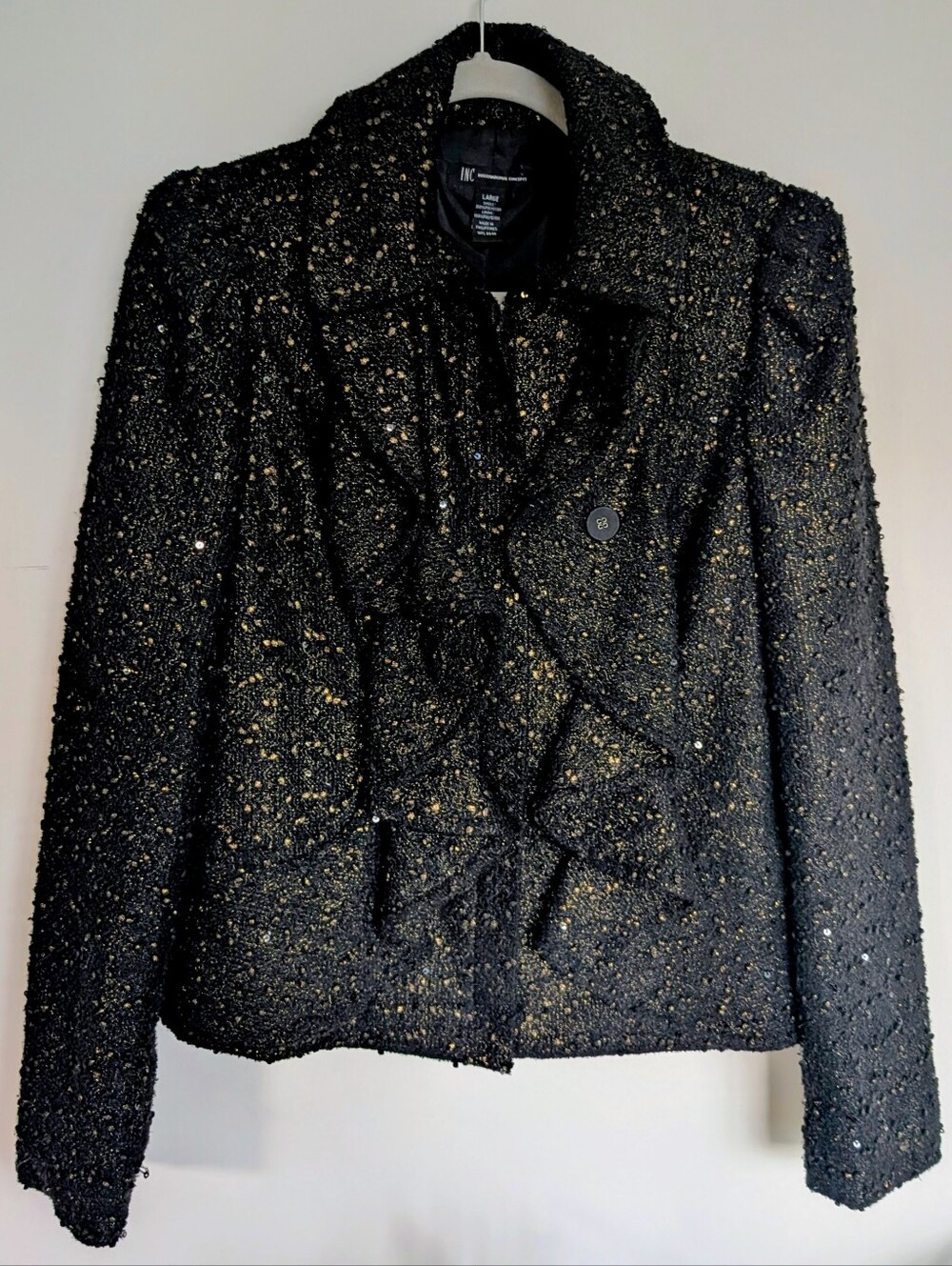 INC sequin sparkly boucle zipped blazer Large